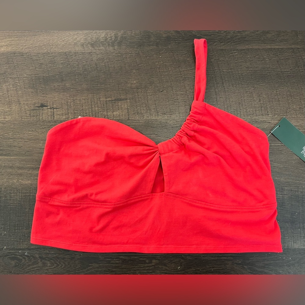 Wild Fable Vibrant Red one shoulder cropped top NWT XXL